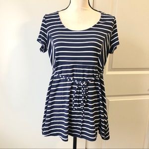 Motherhood maternity STRIPED PEPLUM TOP L